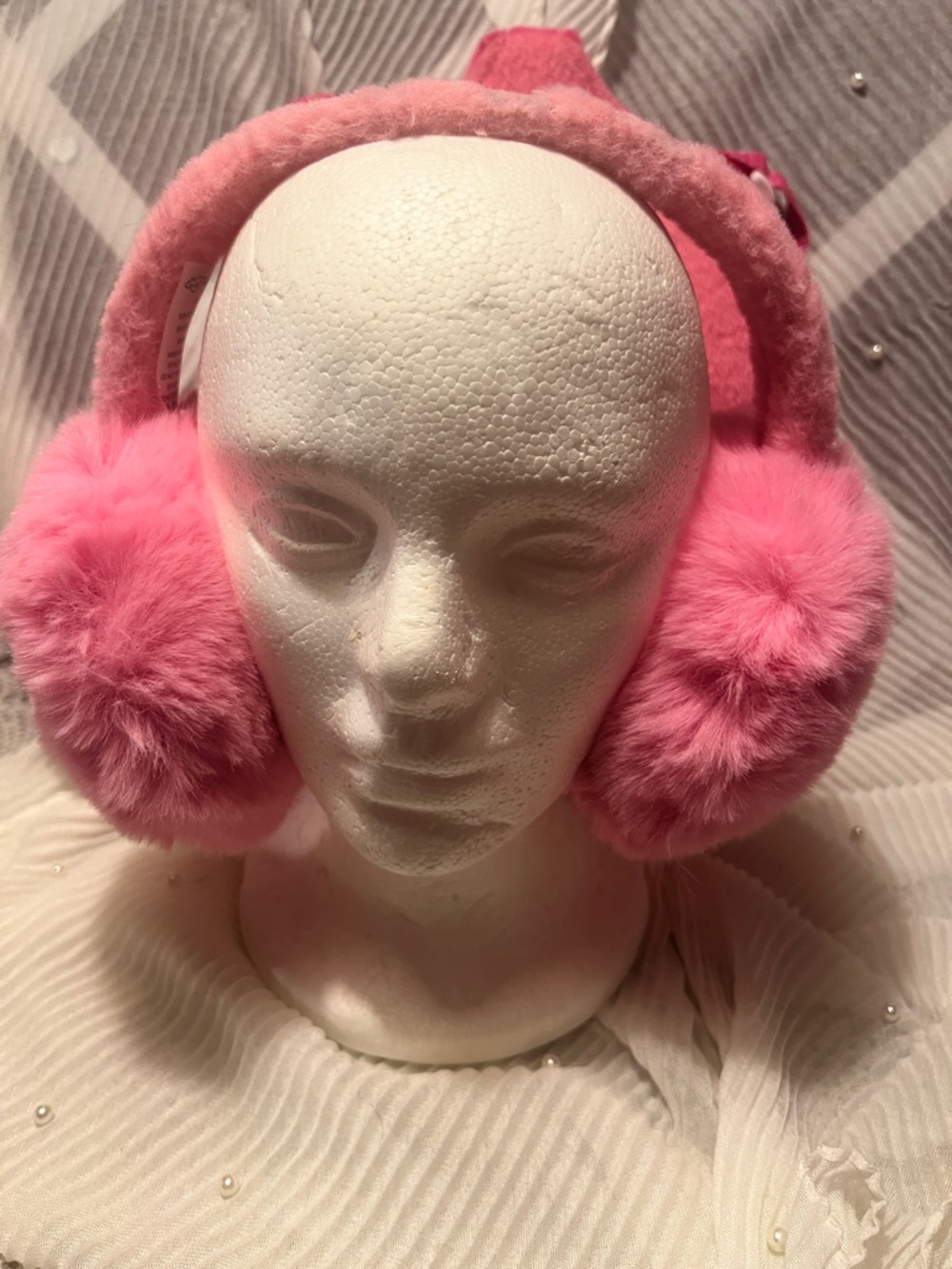Pink Faux Fur Earmuffs Headphones